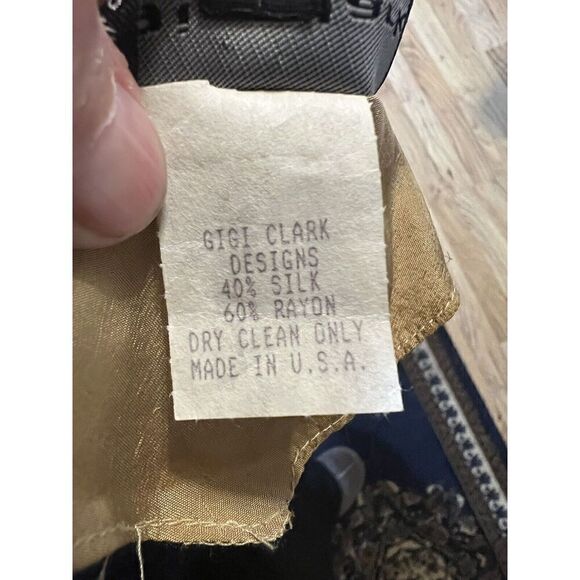 Vintage Gigi Clark Modern Couture 5/L Jacket Orange Gold Tie Front Jacquard - Picture 9 of 9